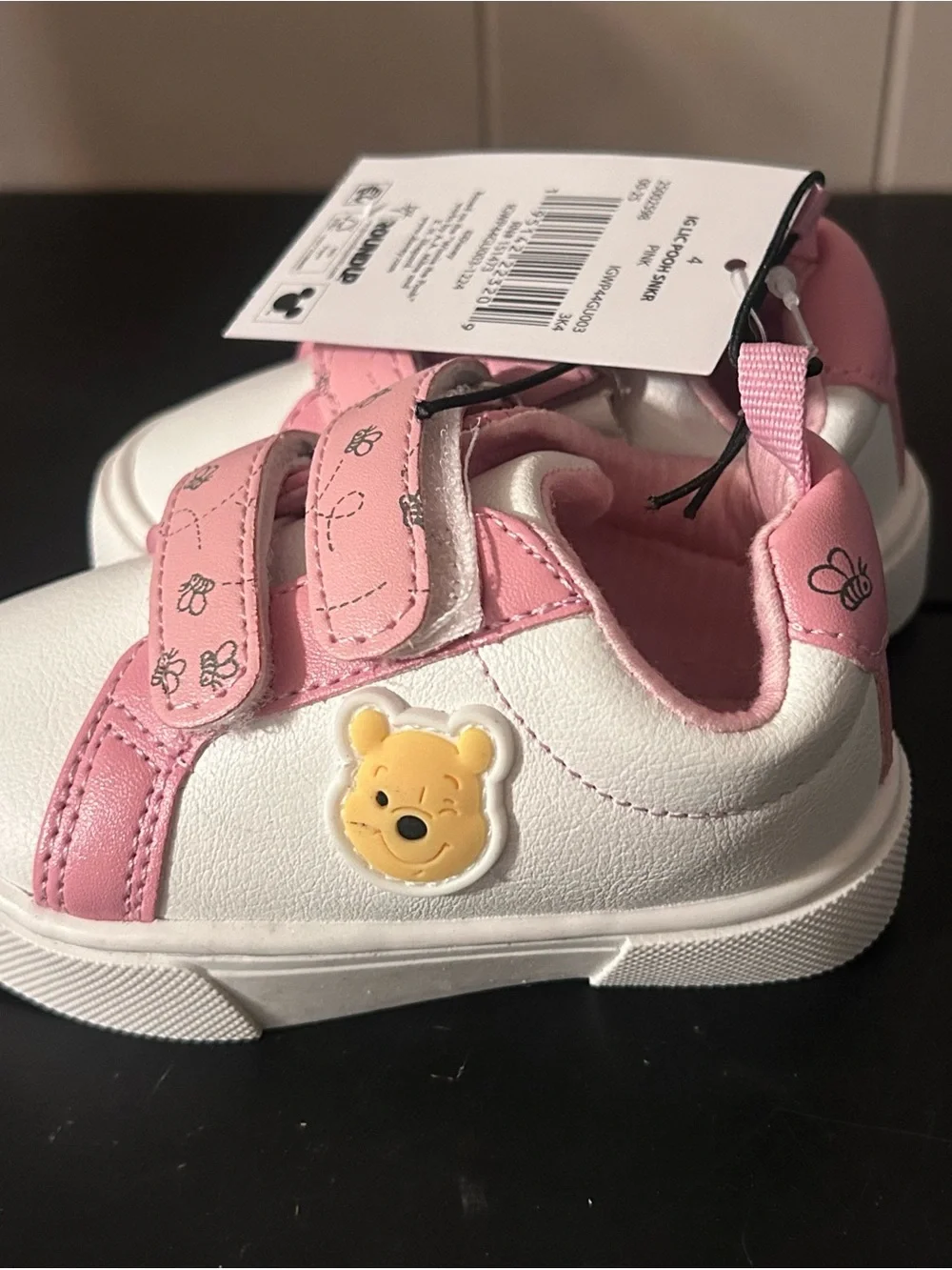 Disney Baby Winnie the Pooh Pink Hook Loop Sneakers Infant Girls Size 4 NWT